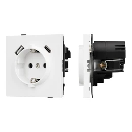 Фото #1 товара Механизм розетки с USB зарядкой SCT-TENDO-MUAC-PL-WH (230V, 16A) (Arlight, Белый)
