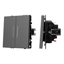 Фото #1 товара ARL NOBE Выключатель 2 кл подсветка софт-тач серый базальт SWT-MK02-SFPL-L-GR (250V, 10A) (Arlight, -)