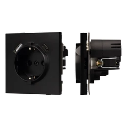 Фото #1 товара Механизм розетки с USB зарядкой SCT-TENDO-MUAC-PL-BK (230V, 16A) (Arlight, Черный)