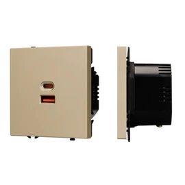 Фото #1 товара ARL NOBE USB Розетка тип A+C софт-тач золотой песок SCT-MUAC-SFPL-FC-GD (65W, QC3) (Arlight, -)
