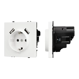 Фото #1 товара ARL NOBE Розетка зк со шторками с USB тип А+А софт-тач белый кварц SCT-MUAA-SFPL-WH (250V, 16A) (Arlight, -)