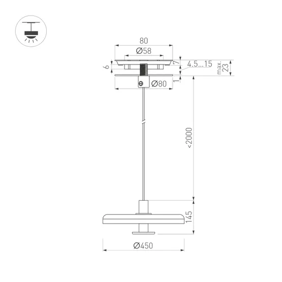 Фото #8 товара Светильник SP-KOTARO-R450-12W Warm3000 (BK-CF, 36 deg, 230V, TRIAC) (Arlight, IP20 Фетр, 3 года)