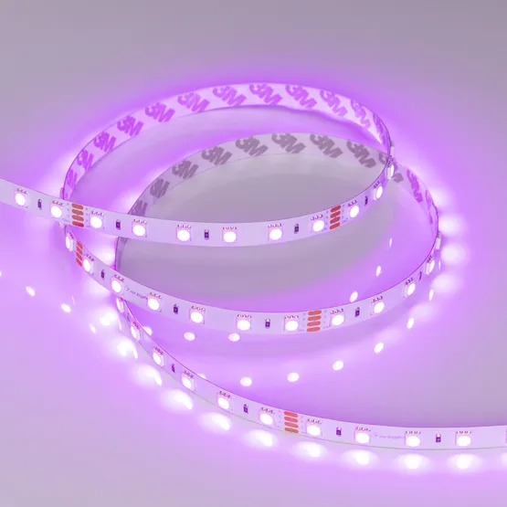 Фото #3 товара Светодиодная лента RT-B60-10mm 24V RGB (14.4 W/m, IP20, 5060, 50m) (Arlight, Открытый)