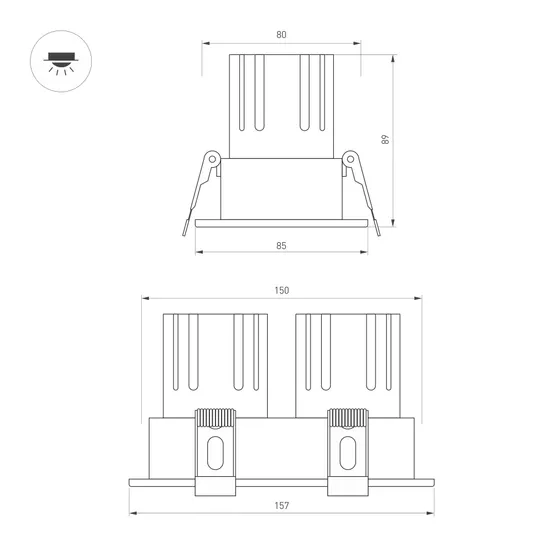 Фото #4 товара Светильник MS-FLOW-BUILT-S157x85-2x6W Day4000 (BK, 55 deg, 230V) (Arlight, IP20 Металл, 5 лет)