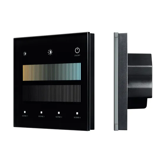 Фото #1 товара INTELLIGENT ARLIGHT Сенсорная панель SMART-DALI-301-11-1G-4SC-MIX-IN Black (BUS/24V, Touch, 2.4G) (IARL, IP20 Пластик, 5 лет)