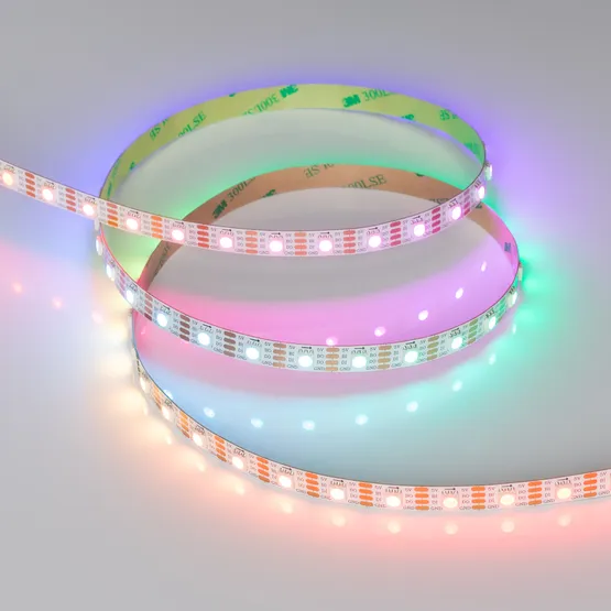 Фото #4 товара Светодиодная лента SPI-B60-10mm 5V RGB-PX1-BPT (12 W/m, IP20, 5060, 5m) (Arlight, бегущий огонь)