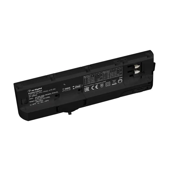 Фото товара Блок питания для трековых систем ARJ-SP-22-PFC-TRIAC-4TR-BK (22W, 9-40V, 0.2-0.55A) (Arlight, IP20 Пластик, 5 лет)