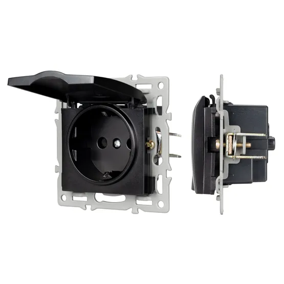 Фото #1 товара Механизм розетки влагозащищённый SCT-MCP-PL-BK (250V, 16A) (Arlight, -)