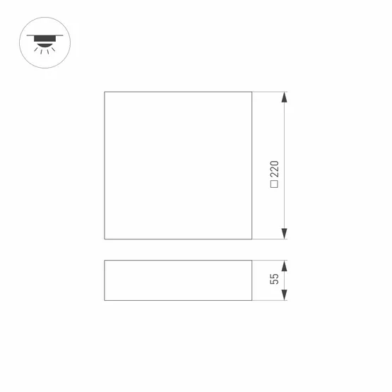 Фото #2 товара Светильник SP-QUADRO-S220x220-27W Warm3000 (BK, 120 deg, 230V) (Arlight, IP40 Металл, 3 года)