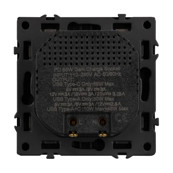 Фото #3 товара ARL NOBE USB Розетка тип A+C софт-тач черный оникс SCT-MUAC-SFPL-FC-BK (65W, QC3) (Arlight, -)