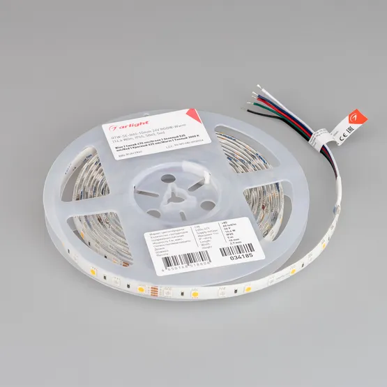 Фото #3 товара Светодиодная лента RTW-SE-B60-10mm 24V RGBW-Warm (14.4 W/m, IP65, 5060, 5m) (Arlight, Открытый)