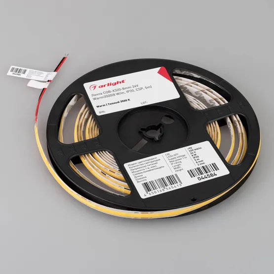 Фото #5 товара Светодиодная лента COB-X320-8mm 24V Warm3500(8 W/m, IP20, CSP, 5m) (Arlight, -)