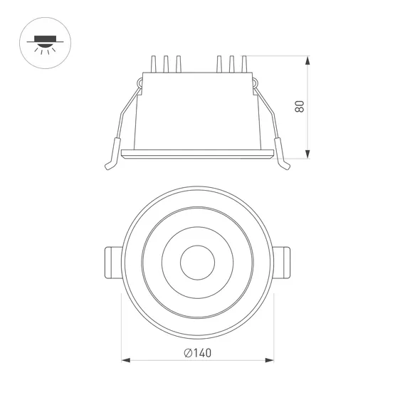 Фото #11 товара Светильник MS-ALORA-BUILT-R140-12W Day4000-MIX (WH, 60 deg, TRIAC) (Arlight, IP54 Пластик, 3 года)