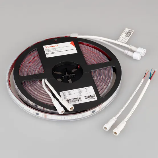 Фото #5 товара Светодиодная лента герметичная SPI-PS-B60-12mm 24V RGB-PX6-BPT (12 W/m, IP67, 5060, 5m) (Arlight, бегущий огонь)