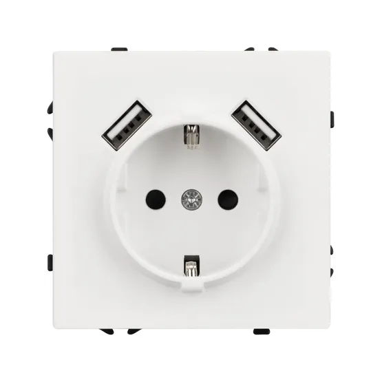 Фото #2 товара ARL NOBE Розетка зк со шторками с USB тип А+А софт-тач белый кварц SCT-MUAA-SFPL-WH (250V, 16A) (Arlight, -)