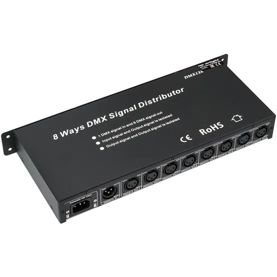 Фото товара Контроллер-распределитель LN-DMX-8CH (230V) (Arlight, IP20 Металл, 1 год)