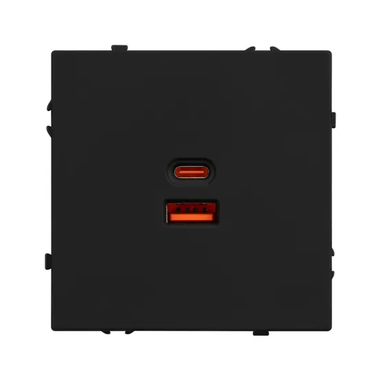 Фото #2 товара ARL NOBE USB Розетка тип A+C софт-тач черный оникс SCT-MUAC-SFPL-FC-BK (65W, QC3) (Arlight, -)