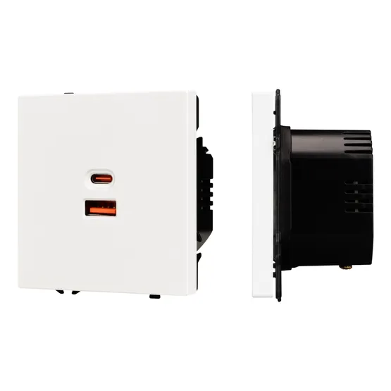 Фото #1 товара Механизм розетки с быстрой USB зарядкой SCT-NOBE-MUAC-SFPL-FC-WH (65W, QC3) (Arlight, Белый кварц)