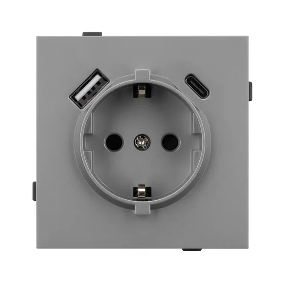 Фото #3 товара Механизм розетки с USB зарядкой SCT-TENDO-MUAC-PL-GR (230V, 16A) (Arlight, Графитовый)