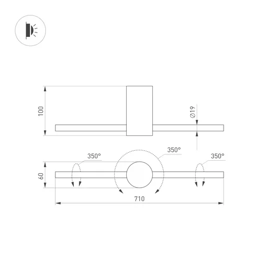 Фото #4 товара Светильник SP-PICASO-M-TURN-L700-12W Warm3000 (BK, 100 deg, 230V) (Arlight, IP20 Металл, 3 года)