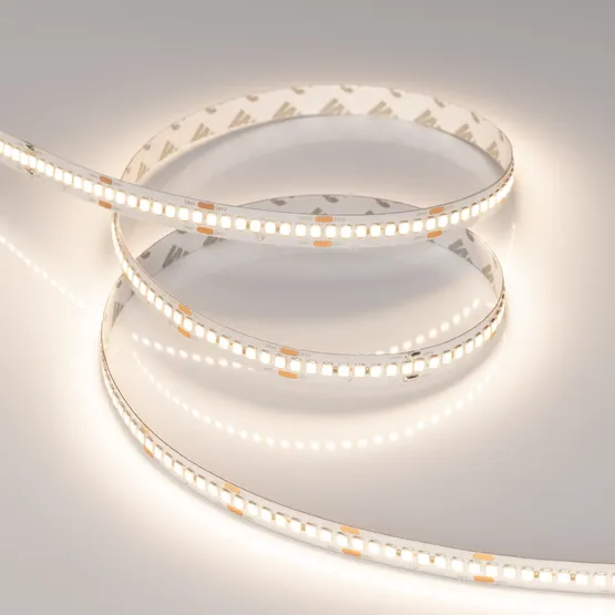 Фото #2 товара Светодиодная лента RT-A240-10mm 24V Warm3500 (22 W/m, IP20, 2835, 5m) (Arlight, высок.эфф.150 лм/Вт)