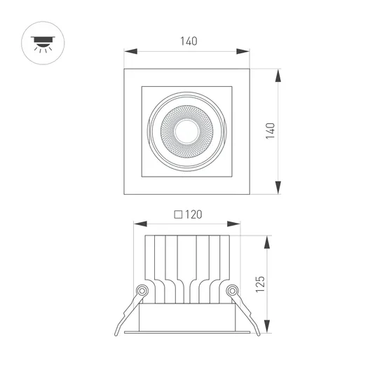 Фото #8 товара Светильник MS-VORTEX-BUILT-S140x140-30W Day4000 (WH-WH, 17 deg, 230V) (Arlight, IP20 Металл, 5 лет)