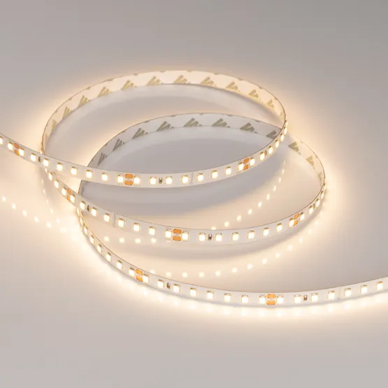 Фото #4 товара Светодиодная лента RT-A128-8mm 24V Warm2700 (9.6 W/m, IP20, 2835, 5m) (Arlight, высок.эфф.150 лм/Вт)