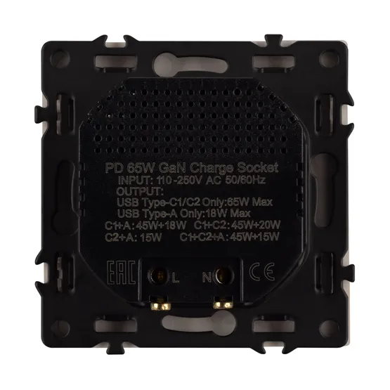 Фото #2 товара Механизм розетки с быстрой USB зарядкой SCT-NOBE-MUACC-SFPL-FC-GD (65W, QC3) (Arlight, -)