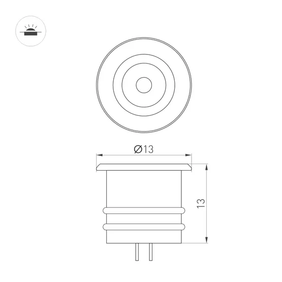 Фото #4 товара Светильник ART-PICCOLO-BUILT-R13-1W Warm2700 (WH, 30 deg, 3V) (Arlight, IP40 Металл, 3 года)