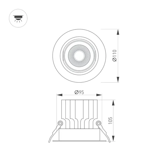 Фото #3 товара Светильник MS-VORTEX-BUILT-R110-20W Warm3000 (BK-BK, 20 deg, 230V) (Arlight, IP20 Металл, 5 лет)