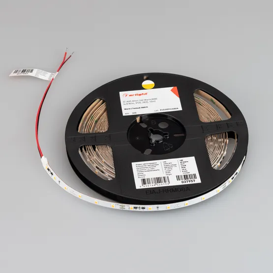 Фото #3 товара Светодиодная лента IC-A60-8mm 24V Warm3000 (4.8 W/m, IP20, 2835, 50m) (Arlight, стабилизированная)