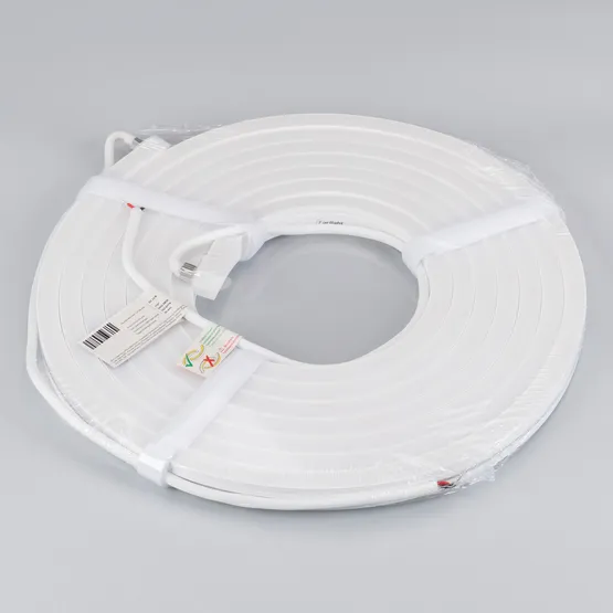 Фото #2 товара Светодиодная лента герметичная MOONLIGHT-SIDE-A140-12x17mm 24V Warm2700 (9.6 W/m, IP67, 5m, wire x2) (Arlight, Вывод боковой, 5 лет)