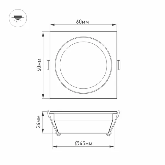 Фото #5 товара Светодиодный светильник LTM-S60x60WH-Frost 3W Day White 110deg (Arlight, IP40 Металл, 3 года)