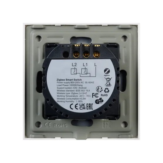 Фото #3 товара Выключатель сенсорный SWT-OMALI-S02-ZB-WH (250V, 10A, Zigbee) (Arlight, Стекло)