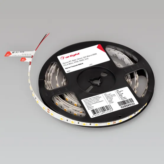 Фото #2 товара Светодиодная лента RT-B60-10mm 24V Warm3000 (14.4 W/m, IP20, 5060, 5m) (Arlight, Открытый)