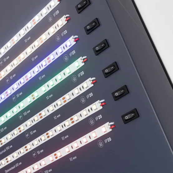 Фото #10 товара Стенд Ленты Мультицветные RGB RT-LUX-E4-1760x600mm (v.2, DB 3мм, пленка, подсветка) (Arlight, -)