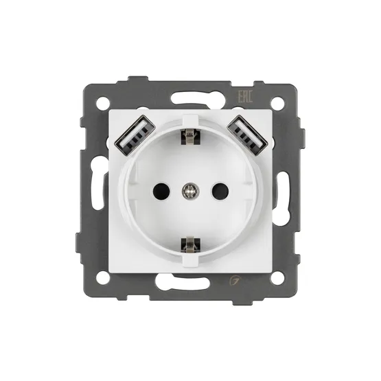 Фото #3 товара Механизм розетки с USB зарядкой SCT-MUAA-PL-WH-V (250V, 16A) (Arlight, -)