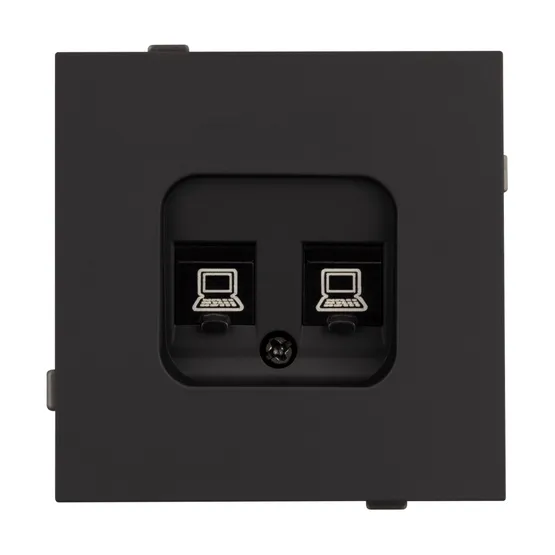 Фото #2 товара Механизм компьютерной розетки двойной SCT-TENDO-MPC2-SFPL-BK (RJ-45, CAT6) (Arlight, Матовый черный)