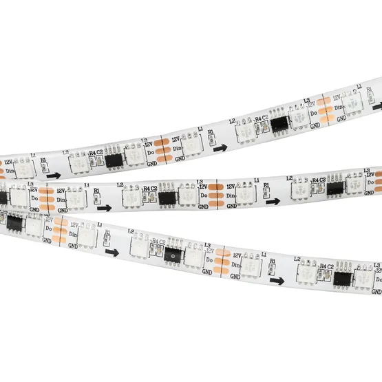 Фото #1 товара Светодиодная лента SPI-5000SE-5060-60 12V Cx3 RGB (10mm, 14.4W/m, IP65) (Arlight, Закрытый, IP65)