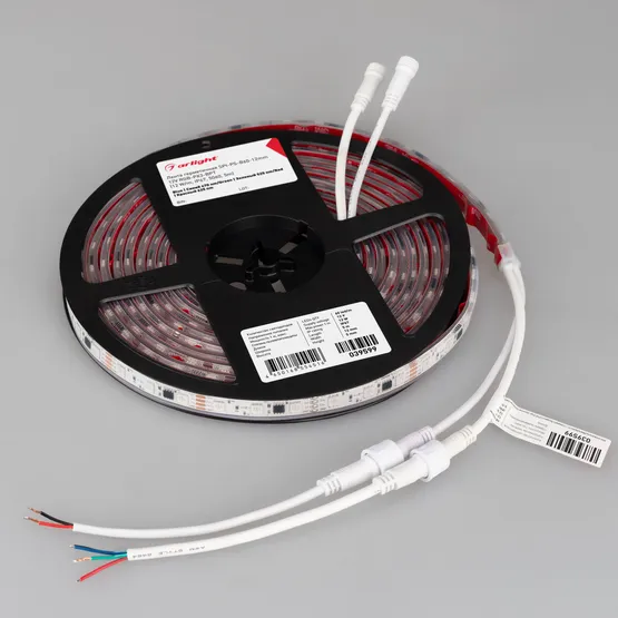Фото #5 товара Светодиодная лента герметичная SPI-PS-B60-12mm 12V RGB-PX3-BPT (12 W/m, IP67, 5060, 5m) (Arlight, бегущий огонь)