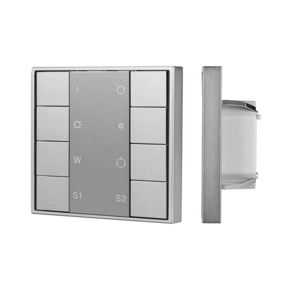 Фото товара INTELLIGENT ARLIGHT Кнопочная панель DALI-201-23-1G-2SC-RGBW-DT8-IN Silver (BUS, Frame) (IARL, IP20 Металл, 3 года)