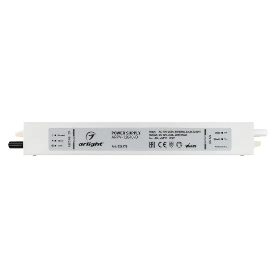 Фото #3 товара Блок питания ARPV-12040-D (12V, 3.3A, 40W) (Arlight, IP67 Металл, 3 года)