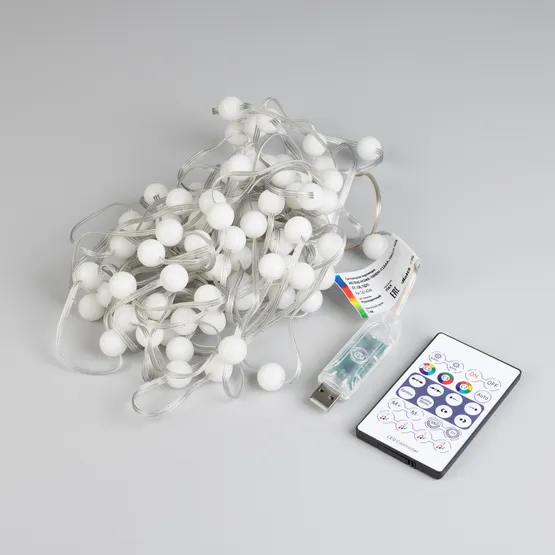 Фото #4 товара Светодиодная гирлянда ARD-BEAD-HOME-10000-CLEAR-100LED RGB (5V, USB, ПДУ) (Ardecoled, IP20 Пластик)