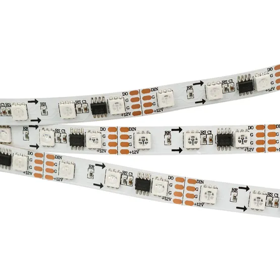 Фото #1 товара Светодиодная лента SPI-5000-5060-60 12V Cx3 RGB-Auto (10mm, 13.2W/m, IP20) (Arlight, Открытый, IP20)