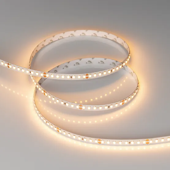 Фото #4 товара Светодиодная лента RT-A160-8mm 24V Warm2700 (12 W/m, IP20, 2835, 50m) (Arlight, высок.эфф.150 лм/Вт)
