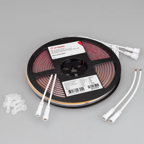 Фото #2 товара Светодиодная лента герметичная SPI-COB-PS-X378-14mm 24V White6000-PX63-BPT (7 W/m, IP67, 5m) (Arlight, бегущий огонь)