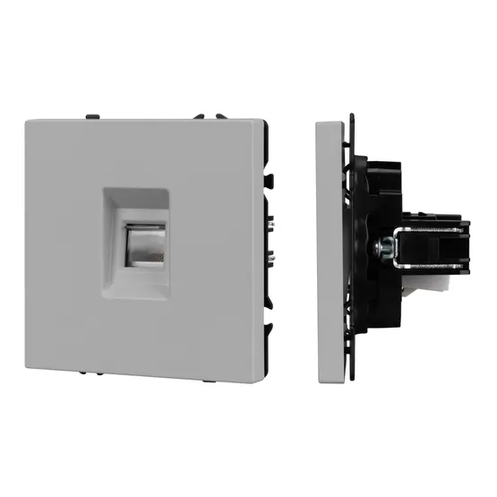 Фото #1 товара ARL NOBE Розетка компьютерная софт-тач никель SCT-MPC1-SFPL-IS (RJ-45, CAT6) (Arlight, -)