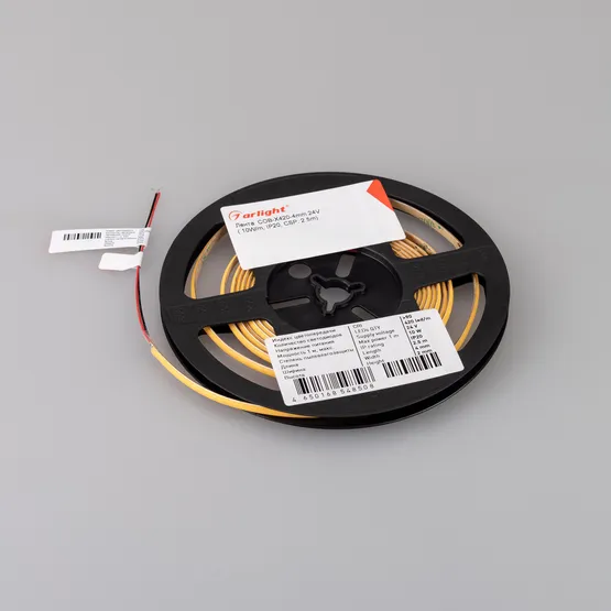 Фото #2 товара Светодиодная лента COB-X420-4mm 24V Warm2700 (10 W/m, IP20, CSP, 5m) (Arlight, узкая)