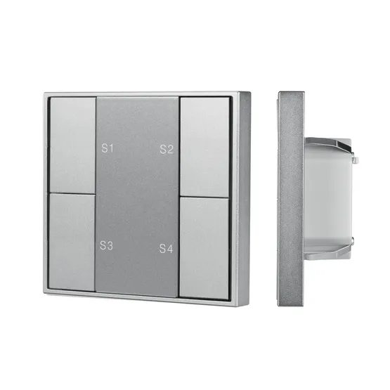 Фото товара INTELLIGENT ARLIGHT Кнопочная панель DALI-201-23-1G-4SC-IN Silver (BUS, Frame) (IARL, IP20 Металл, 3 года)