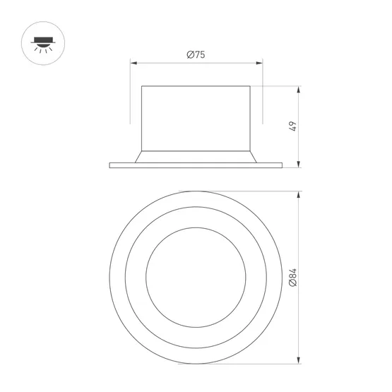 Фото #7 товара Светильник MS-DROP-BUILT-R84-8W Warm2700 (WH, 85 deg, 230V) (Arlight, IP54 Металл, 5 лет)
